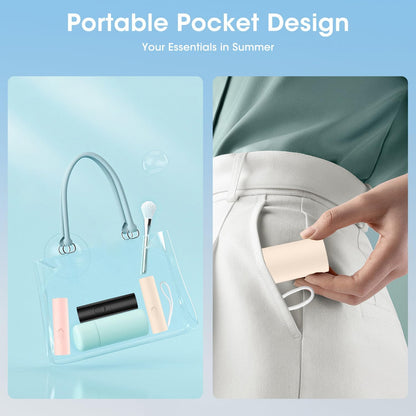 Handheld Mini Fan: Portable, rechargeable 3000mAh battery, 22+ hrs runtime, USB-powered, foldable, pocket-sized. Ideal gift for women, girls, men. Perfect for office, travel, outdoor use.